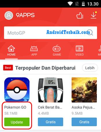 Cara Update Pokemon GO Terbaru via 9APPS Gratis Aman Tanpa Malware