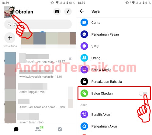 Cara Menampilkan Balon Obrolan Messenger di HP Android Apa Saja