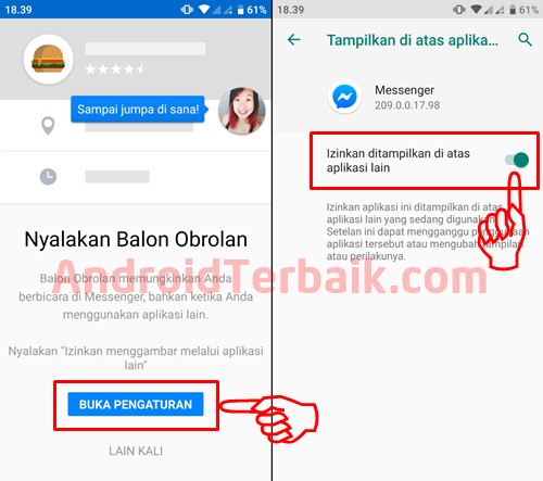 Cara Mengaktifkan Balon Obrolan Messenger Lite Android