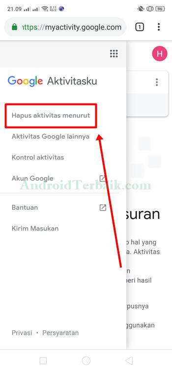 Cara menghapus penelusuran google di hp