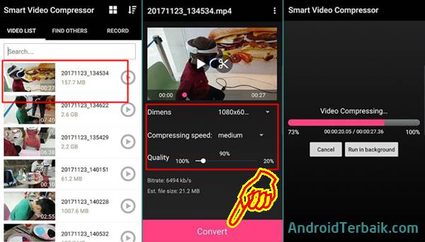 Aplikasi kompres video Android Smart APK