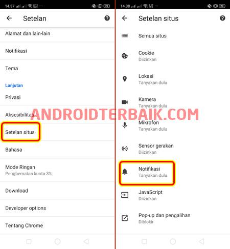 Cara Menonaktifkan Notifikasi Chrome Di Android