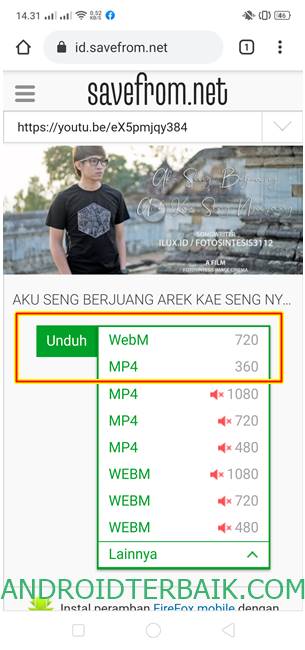 Cara download video youtube di android dengan SS petunjuk