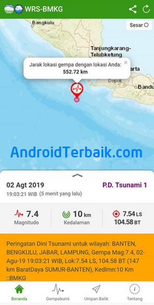 Aplikasi Gempa Bumi dan Tsunami Indonesia Selain BMKG - Download WRS-BMKG Android