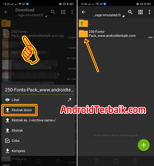 Cara Membuka ZIP Font PicSay Pro di HP Android