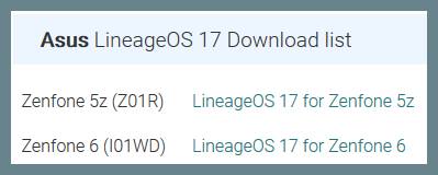 Download Custom ROM CyanogenMod LineageOS Android ASUS Zenfone