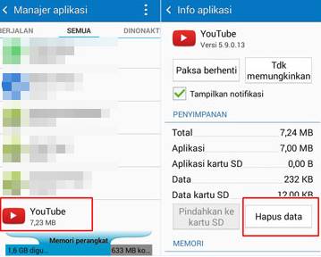 Memperbaiki Aplikasi YouTube Tidak Bisa Putar Video dengan Hapus Cache