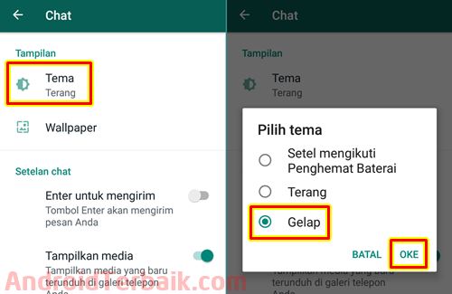 Cara Merubah WhatsApp menjadi Gelap Hitam