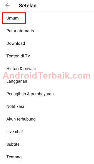 Setelan Tampilan Hitam YouTube Apk