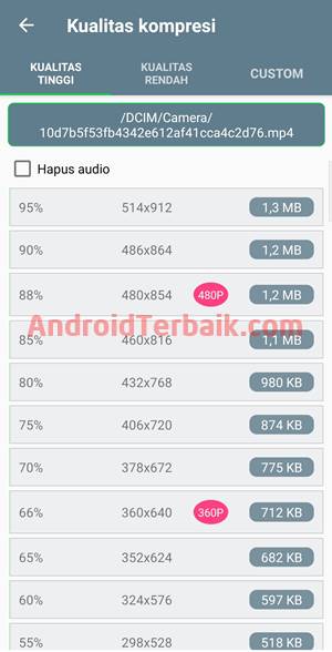 Cara Kompres Video biar ukurannya jadi kecil dan ringan di Android