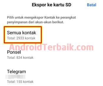 Cara Backup Kontak Android ke Kartu SD Card