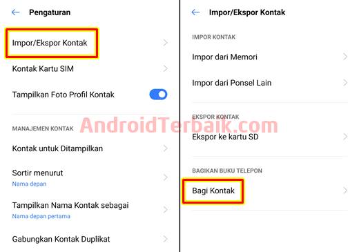 Cara Bagikan Kontak Antar HP Android