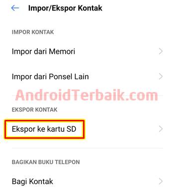 Cara Ekspor Kontak Android jadi Kartu Nama vcf