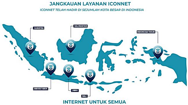 Peta Jangkauan Layanan ICONNET Internet PLN Seluruh Indonesia